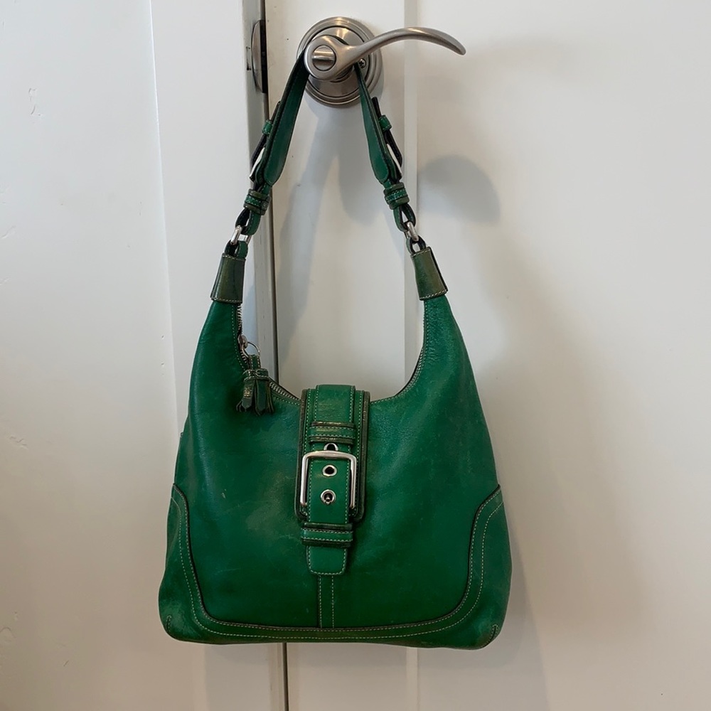 Coach green leather purse
